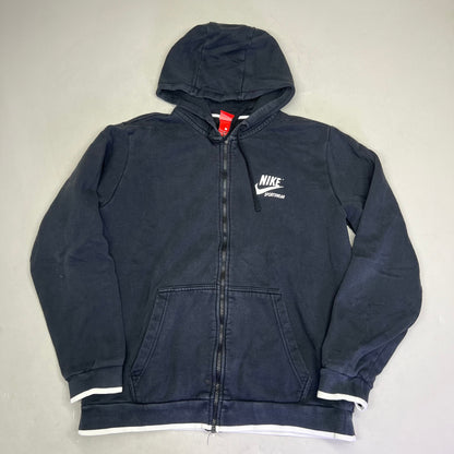 NIKE Sports Wear Full Zip Hoodie Unisex Sz L Black/White (Pre-Owned)