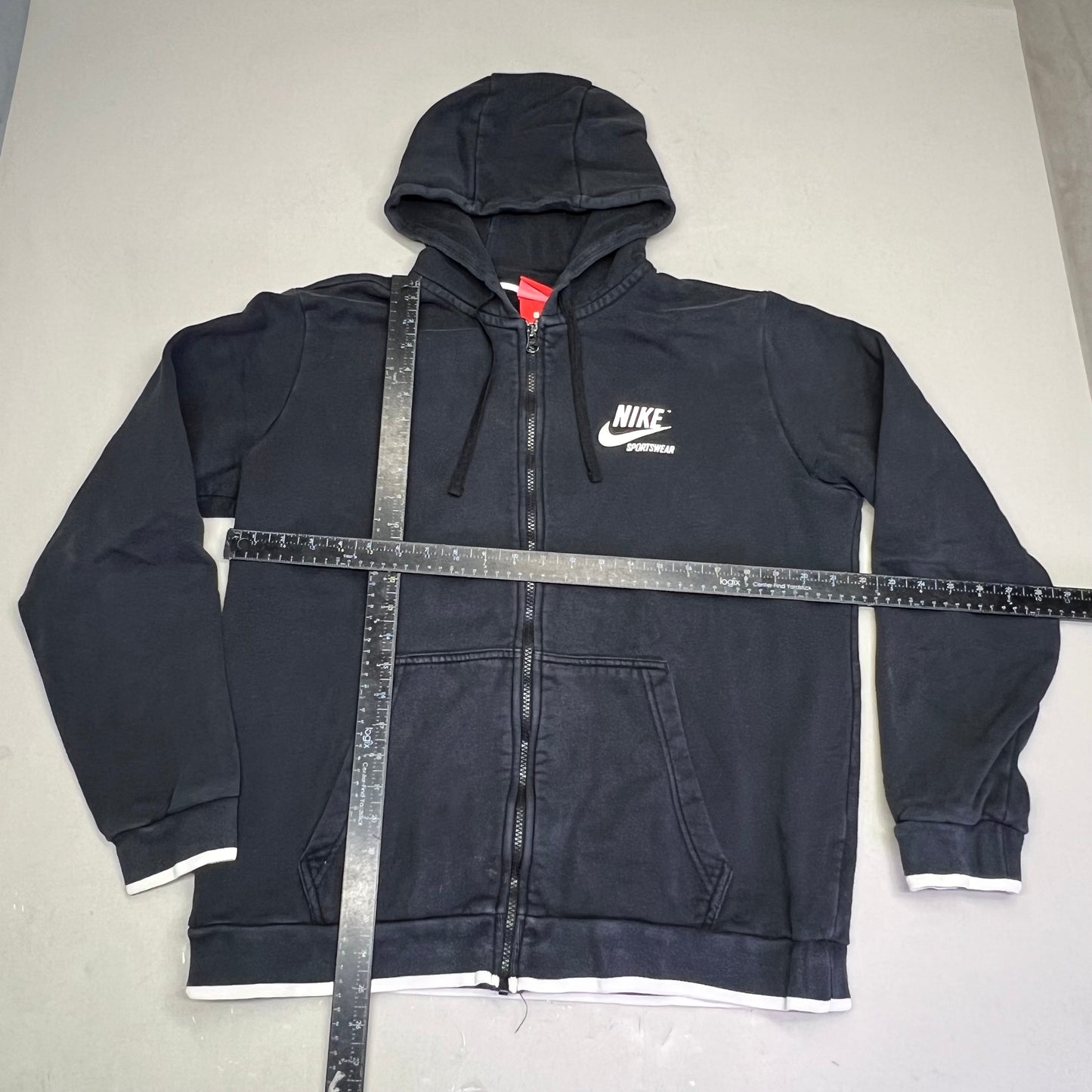 NIKE Sports Wear Full Zip Hoodie Unisex Sz L Black/White (Pre-Owned)