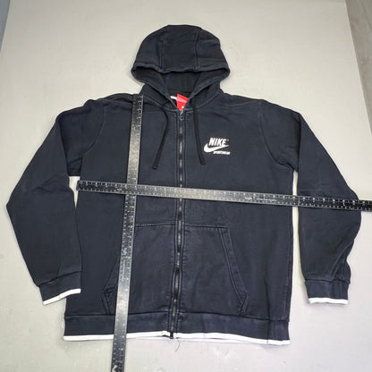 NIKE Sports Wear Full Zip Hoodie Unisex Sz L Black/White (Pre-Owned)