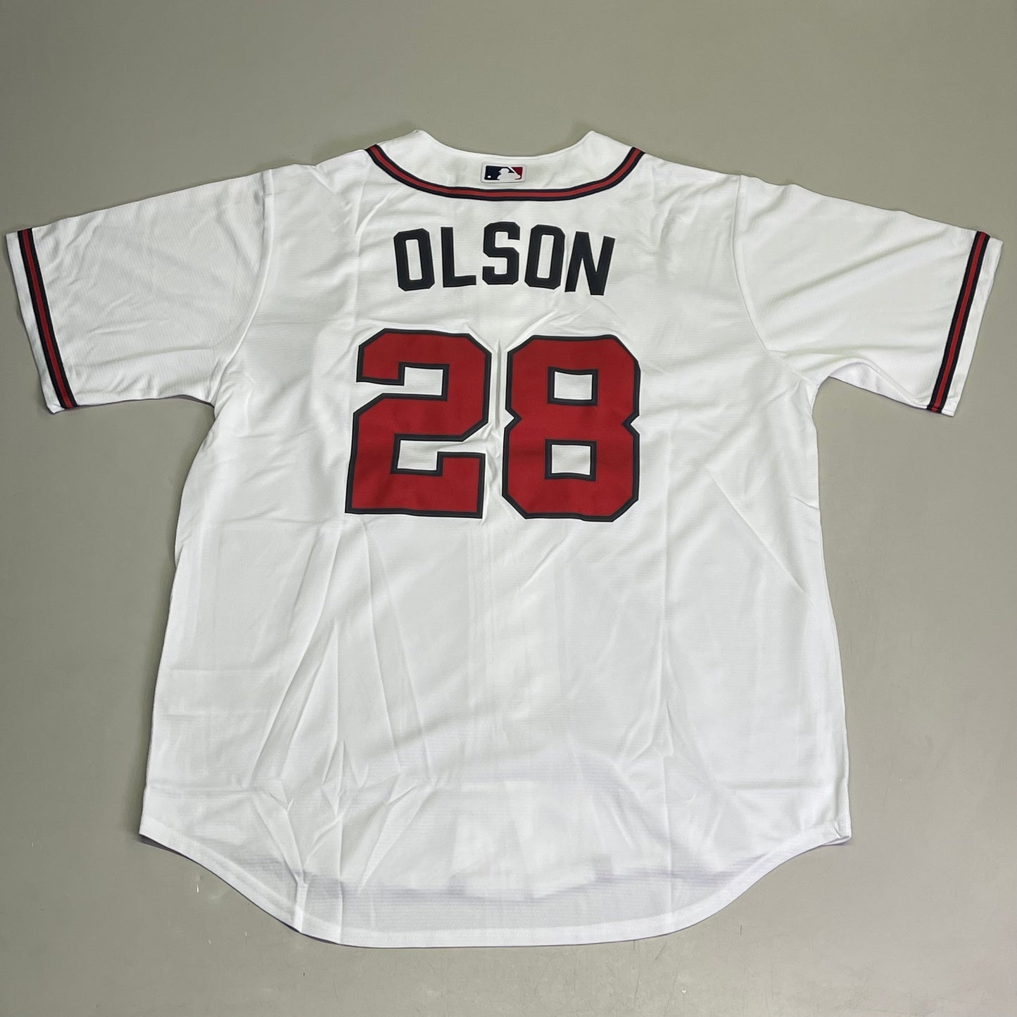 NIKE Atlanta Braves Jersey, #28 Matt Olson, Genuine MLB Merchandise L White w/ Red T770-AWWH-AW7-0Z0